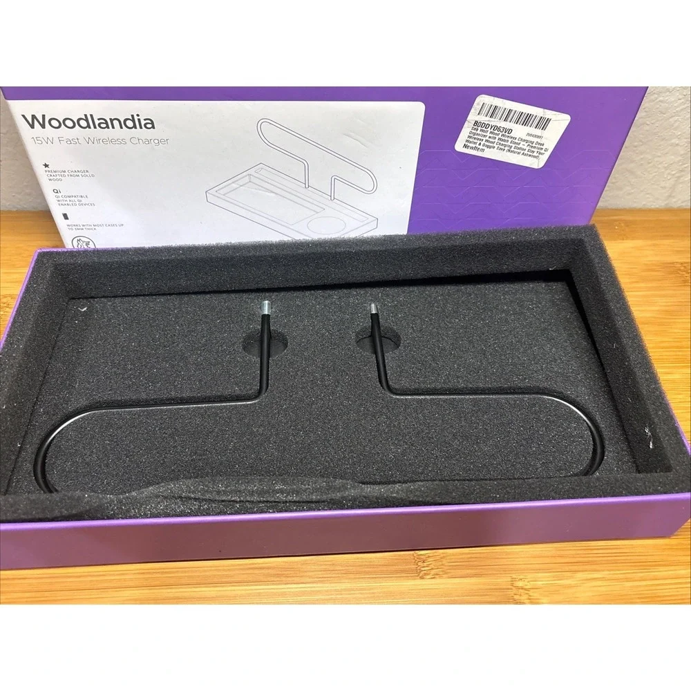 Seawolf Woodlandia 15W Fast Wireless Charger Ash Wood Premium Organizer Open Box